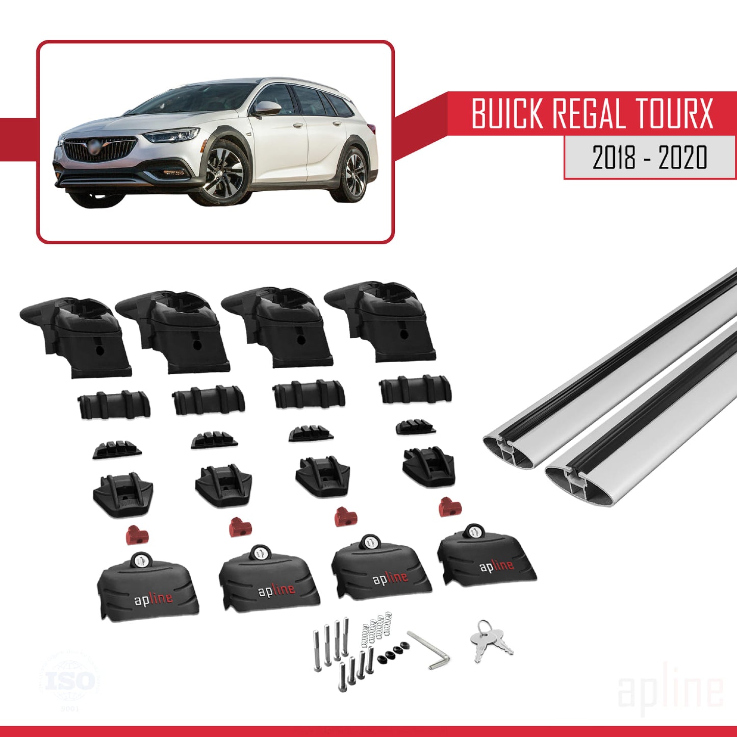 Compatibile con Buick Regal TourX 2018-2020 ACE-2 Barre portatutto per auto Portapacchi in alluminio grigio 2 barre