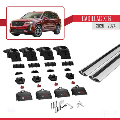 Compatibile con Cadillac XT6 2020-2024 ACE-2 Barre portatutto per auto Portapacchi in alluminio grigio 2 barre