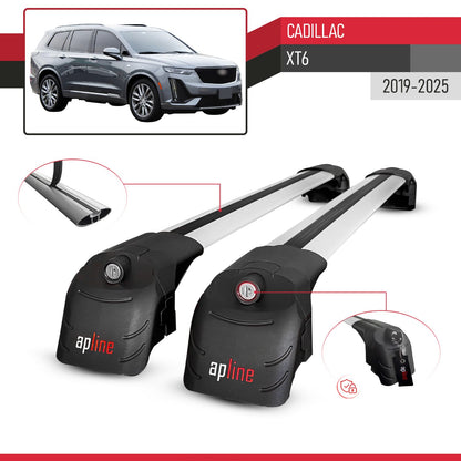 Compatible con Cadillac XT6 2020-2024 ACE-2 Barras de Techo Auto Portaequipajes Barras Transversales Gris Aluminio 2 Barras