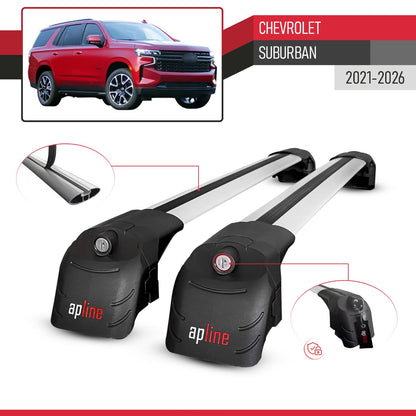 Compatible con Chevrolet Suburban 2021-2024 ACE-2 Barras de Techo Auto Portaequipajes Barras Transversales Gris Aluminio 2 Barras