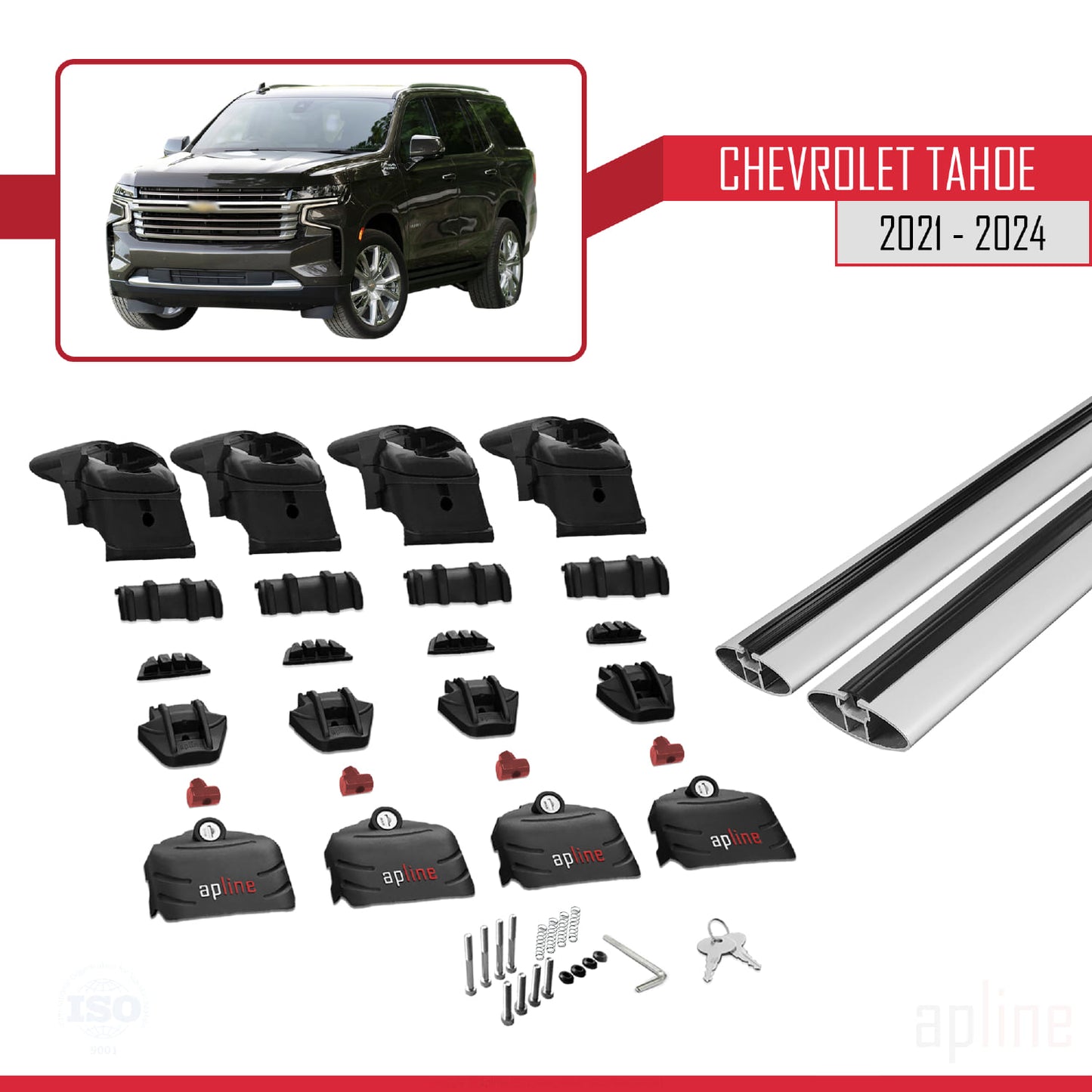 Compatibile con Chevrolet Tahoe 2021-2024 ACE-2 Barre portatutto per auto Portapacchi in alluminio grigio 2 barre