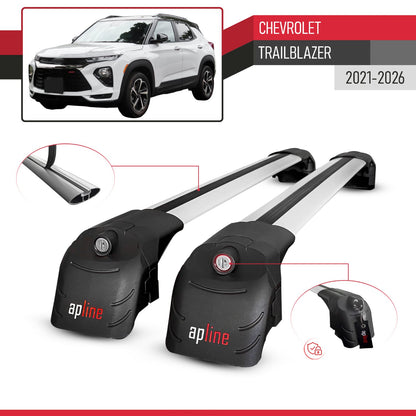 Compatible con Chevrolet Trailblazer 2021-2024 ACE-2 Barras de Techo Auto Portaequipajes Barras Transversales Gris Aluminio 2 Barras