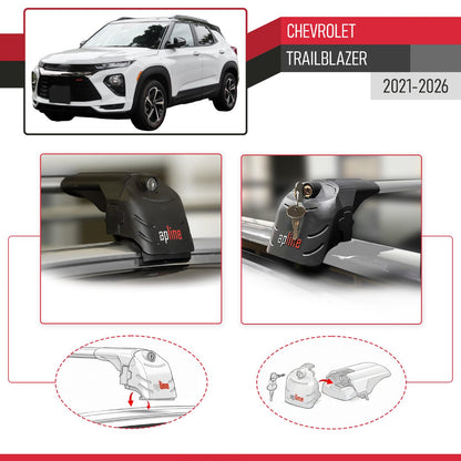 Compatible con Chevrolet Trailblazer 2021-2024 ACE-2 Barras de Techo Auto Portaequipajes Barras Transversales Gris Aluminio 2 Barras