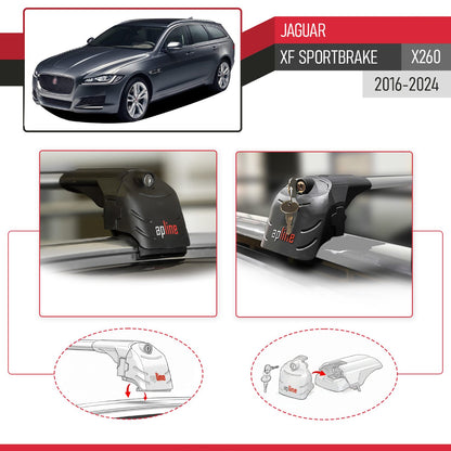 Compatible con Jaguar XF S 2018-2024 ACE-2 Barras de Techo Auto Portaequipajes Barras Transversales Gris Aluminio 2 Barras