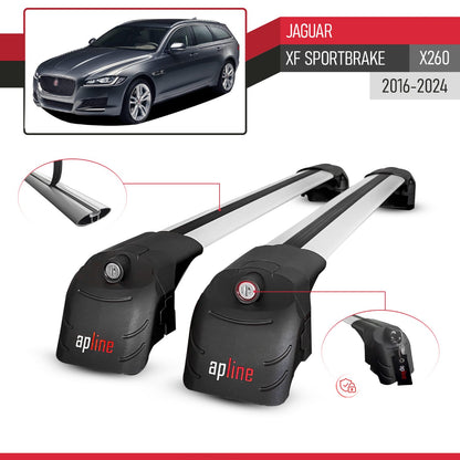 Compatible con Jaguar XF S 2018-2024 ACE-2 Barras de Techo Auto Portaequipajes Barras Transversales Gris Aluminio 2 Barras