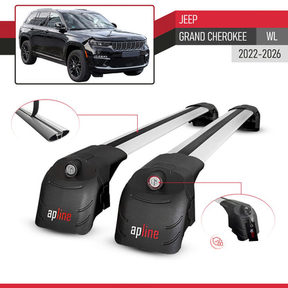 Compatible con Jeep Grand Cherokee 2022-2024 ACE-2 Barras de Techo Auto Portaequipajes Barras Transversales Gris Aluminio 2 Barras