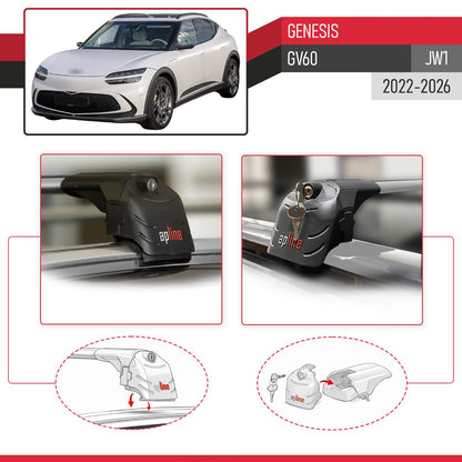 Compatible con Genesis GV60 2023-2024 ACE-2 Barras de Techo Auto Portaequipajes Barras Transversales Gris Aluminio 2 Barras