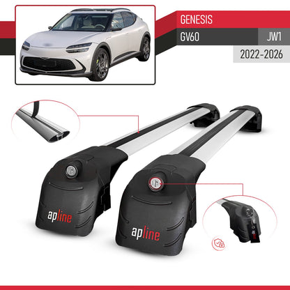 Compatible con Genesis GV60 2023-2024 ACE-2 Barras de Techo Auto Portaequipajes Barras Transversales Gris Aluminio 2 Barras