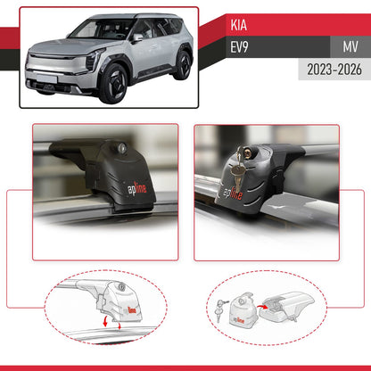Compatible con Kia E V9 2024-2025 ACE-2 Barras de Techo Auto Portaequipajes Barras Transversales Gris Aluminio 2 Barras