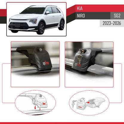 Compatible con Kia Niro 2023-2024 ACE-2 Barras de Techo Auto Portaequipajes Barras Transversales Gris Aluminio 2 Barras