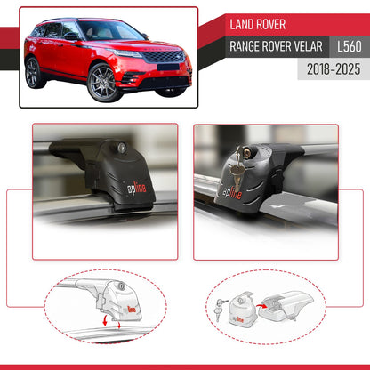 Compatible con Land Rover Range Rover Velar 2018-2024 ACE-2 Barras de Techo Auto Portaequipajes Barras Transversales Gris Aluminio 2 Barras