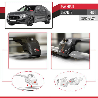 Compatible con Maserati Levante 2017-2024 ACE-2 Barras de Techo Auto Portaequipajes Barras Transversales Gris Aluminio 2 Barras