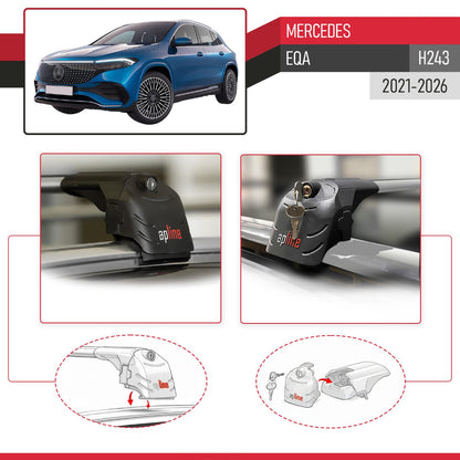 Compatible con Mercedes EQA 2022-2024 ACE-2 Barras de Techo Auto Portaequipajes Barras Transversales Gris Aluminio 2 Barras