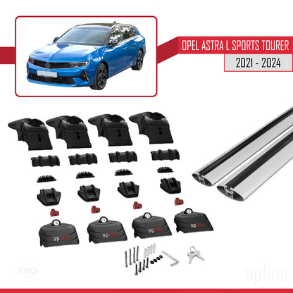 Compatible avec Opel Astra L Sports Tourer 2021-2024 ACE-2 Barres de Toit Railing Porte-Bagages de Voiture Gris Aluminium 2 Barres