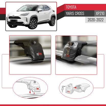 Compatible con Toyota Yaris Cross 2020-2025 ACE-2 Barras de Techo Auto Portaequipajes Barras Transversales Gris Aluminio 2 Barras