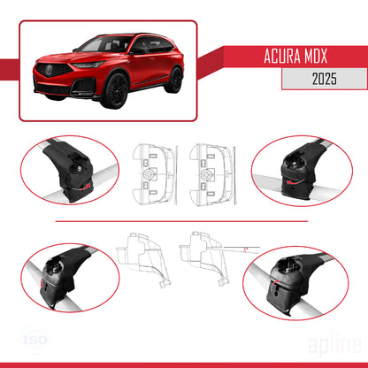 Compatibile con Acura MDX 2025 ACE-2 Barre portatutto per auto Portapacchi in alluminio grigio 2 barre