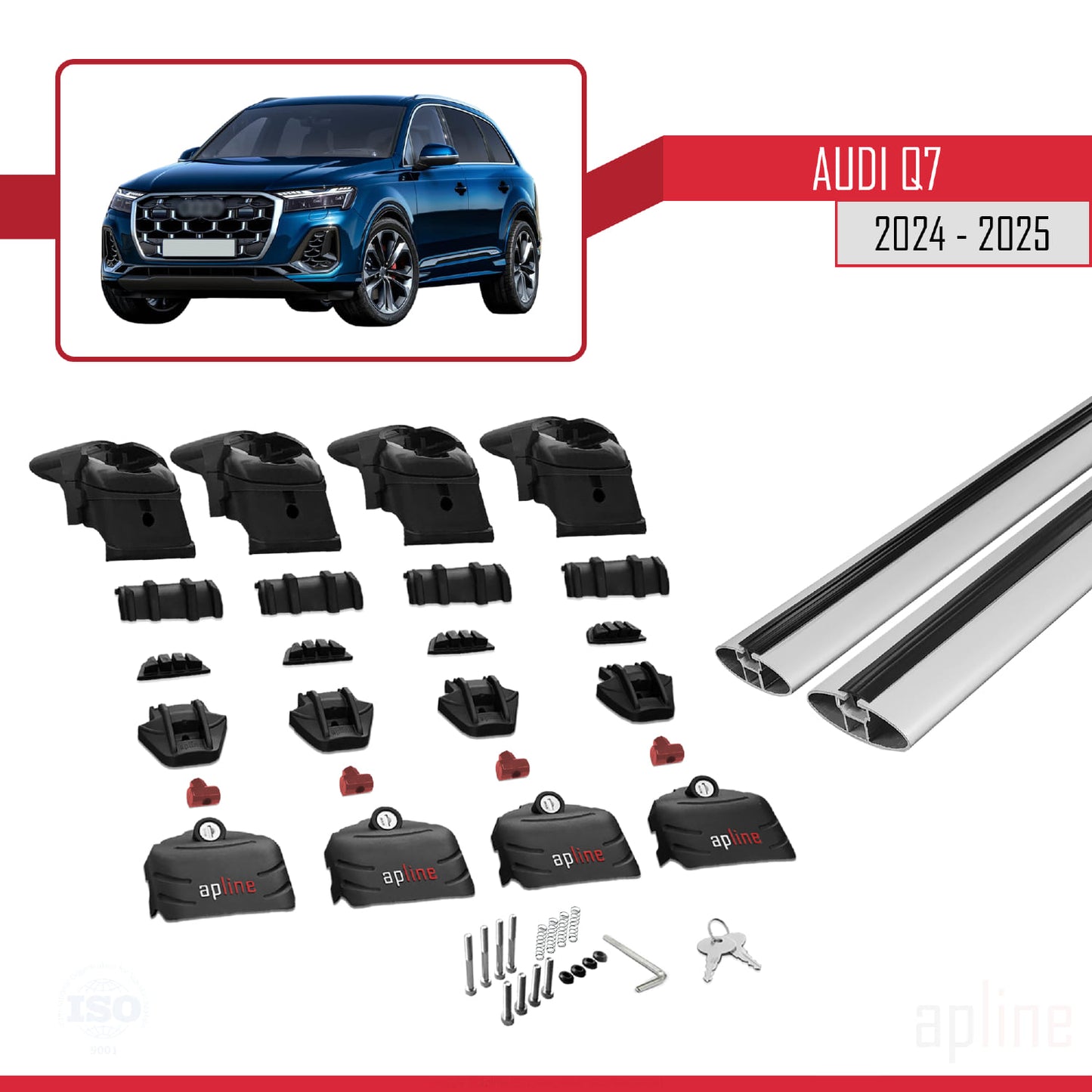 Compatibile con Audi Q7 2024-2025 ACE-2 Barre portatutto per auto Portapacchi in alluminio grigio 2 barre