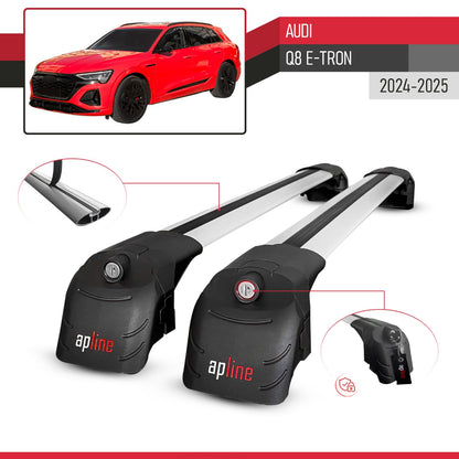 Compatible con Audi Q8 e-Tron 2024-2025 ACE-2 Barras de Techo Auto Portaequipajes Barras Transversales Gris Aluminio 2 Barras