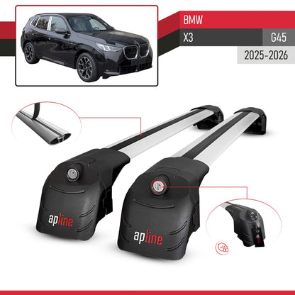 Compatible con BMW X3 (G45) 2025 ACE-2 Barras de Techo Auto Portaequipajes Barras Transversales Gris Aluminio 2 Barras