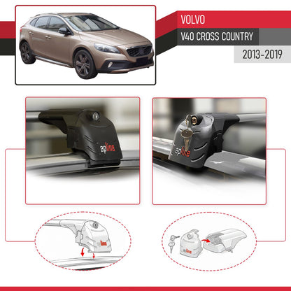 Compatible con Volvo V40 Cross Country 2013-2018 ACE-2 Barras de Techo Auto Portaequipajes Barras Transversales Gris Aluminio 2 Barras
