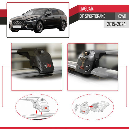 Compatible con Jaguar XF Sportbrake 2015-2025 ACE-2 Barras de Techo Auto Portaequipajes Barras Transversales Gris Aluminio 2 Barras