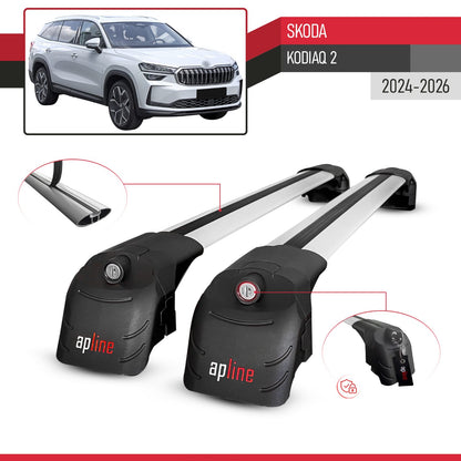 Compatible con Skoda Kodiaq 2024-2025 ACE-2 Barras de Techo Auto Portaequipajes Barras Transversales Gris Aluminio 2 Barras