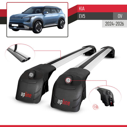 Compatible con Kia EV5 2024-2025 ACE-2 Barras de Techo Auto Portaequipajes Barras Transversales Gris Aluminio 2 Barras