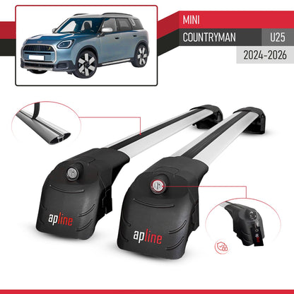 Compatible con Mini Countryman 2024-2025 ACE-2 Barras de Techo Auto Portaequipajes Barras Transversales Gris Aluminio 2 Barras
