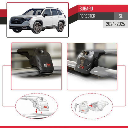 Compatible con Subaru Forester 2024-2025 ACE-2 Barras de Techo Auto Portaequipajes Barras Transversales Gris Aluminio 2 Barras