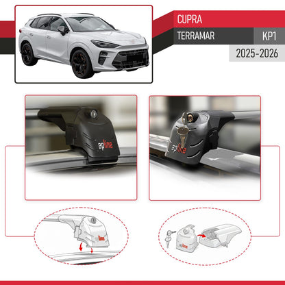Compatible con Cupra Terramar 2025 ACE-2 Barras de Techo Auto Portaequipajes Barras Transversales Gris Aluminio 2 Barras
