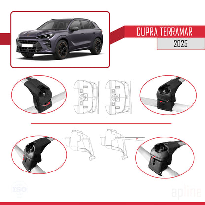 Compatibile con Cupra Terramar 2025 ACE-2 Barre portatutto per auto Portapacchi in alluminio grigio 2 barre