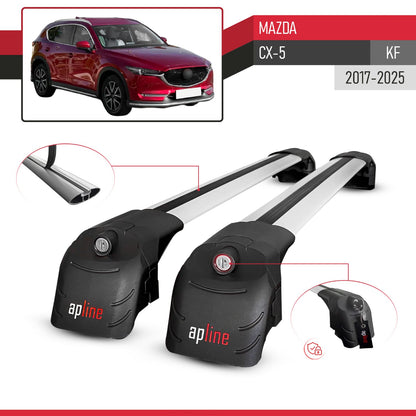 Compatible con Mazda CX-5 2017-2025 ACE-2 Barras de Techo Auto Portaequipajes Barras Transversales Gris Aluminio 2 Barras