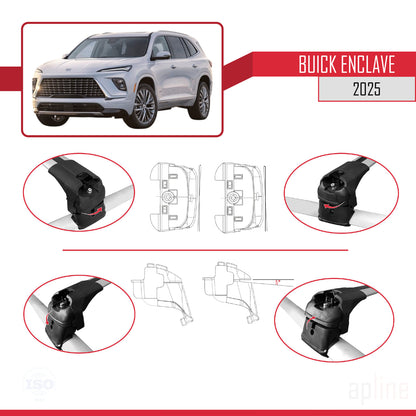 Compatibile con Buick Enclave 2025 ACE-2 Barre portatutto per auto in alluminio grigio 2 barre