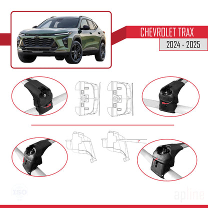 Compatibile con Chevrolet Trax 2024-2025 ACE-2 Barre portatutto per auto Portapacchi in alluminio grigio 2 barre