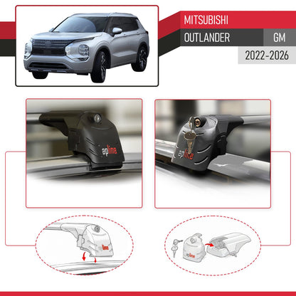 Compatible con Mitsubishi Outlander 2022-2025 ACE-2 Barras de Techo Auto Portaequipajes Barras Transversales Gris Aluminio 2 Barras