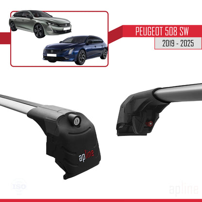 Compatible avec Peugeot 508 SW 2019-2025 ACE-2 Barres de Toit Railing Porte-Bagages de Voiture Gris Aluminium 2 Barres