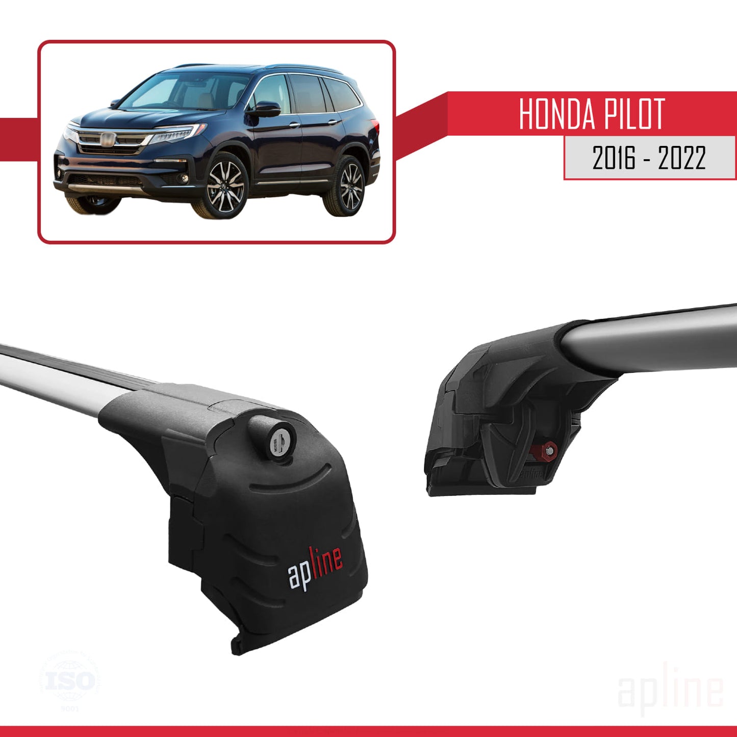 Compatible avec Honda Pilot 2016-2022 ACE-2 Barres de Toit Railing Porte-Bagages de Voiture Gris Aluminium 2 Barres
