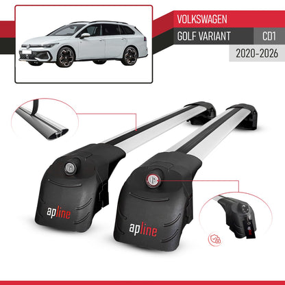 Compatible con Volkswagen Golf Variant 2024-2025 ACE-2 Barras de Techo Auto Portaequipajes Barras Transversales Gris Aluminio 2 Barras