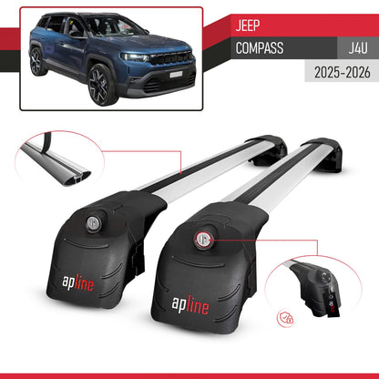 Compatible con Jeep Compass J4U 2025-2026 ACE-2 Barras de Techo Auto Portaequipajes Barras Transversales Gris Aluminio 2 Barras