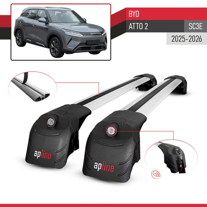 Compatible con BYD Atto 2 2025-2026 ACE-2 Barras de Techo Auto Portaequipajes Barras Transversales Gris Aluminio 2 Barras
