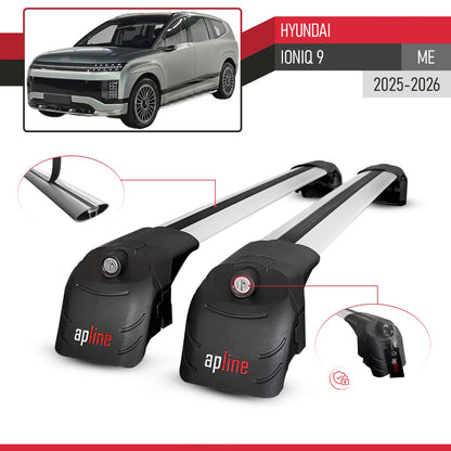 Compatible con Hyundai Ioniq 9 2025-2026 ACE-2 Barras de Techo Auto Portaequipajes Barras Transversales Gris Aluminio 2 Barras