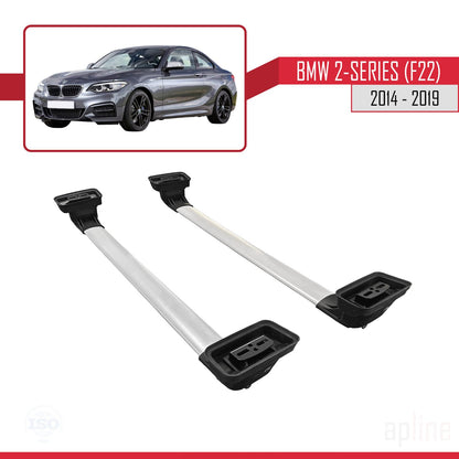 Compatibile con BMW Serie 2 (F22) 2014-2019 ACE-3 Barre portatutto per auto Portapacchi in alluminio grigio 2 barre