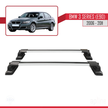 Compatibile con BMW Serie 3 (E90) 2006-2011 Barre portatutto ACE-3 Portapacchi per auto in alluminio grigio 2 barre
