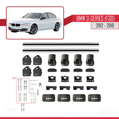 Compatibile con BMW Serie 3 (F30) 2012-2019 Barre portatutto ACE-3 Portapacchi per auto in alluminio grigio 2 barre