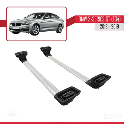 Compatible avec BMW Série 3 Gran Turismo (F34) 2013-2019 ACE-3 Barres de Toit Railing Porte-Bagages de Voiture Gris Aluminium 2 Barres