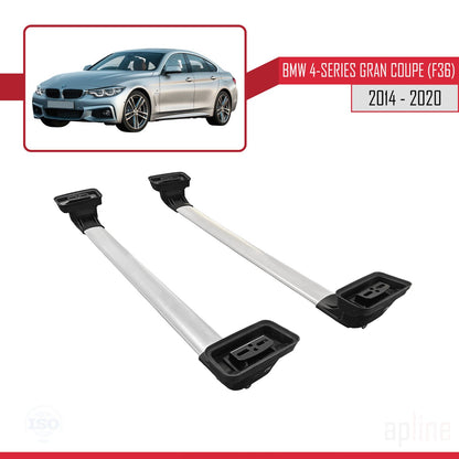 Compatibile con BMW Serie 4 Gran Coupé (F36) 2014-2020 ACE-3 Barre portatutto per auto Portapacchi in alluminio grigio 2 barre