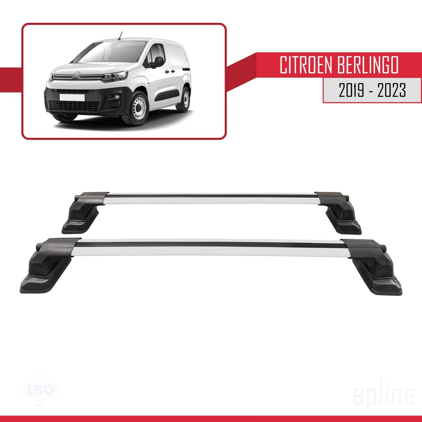 Compatibile con Citroen Berlingo 2019-2023 ACE-3 Barre portatutto per auto Portapacchi in alluminio grigio 2 barre