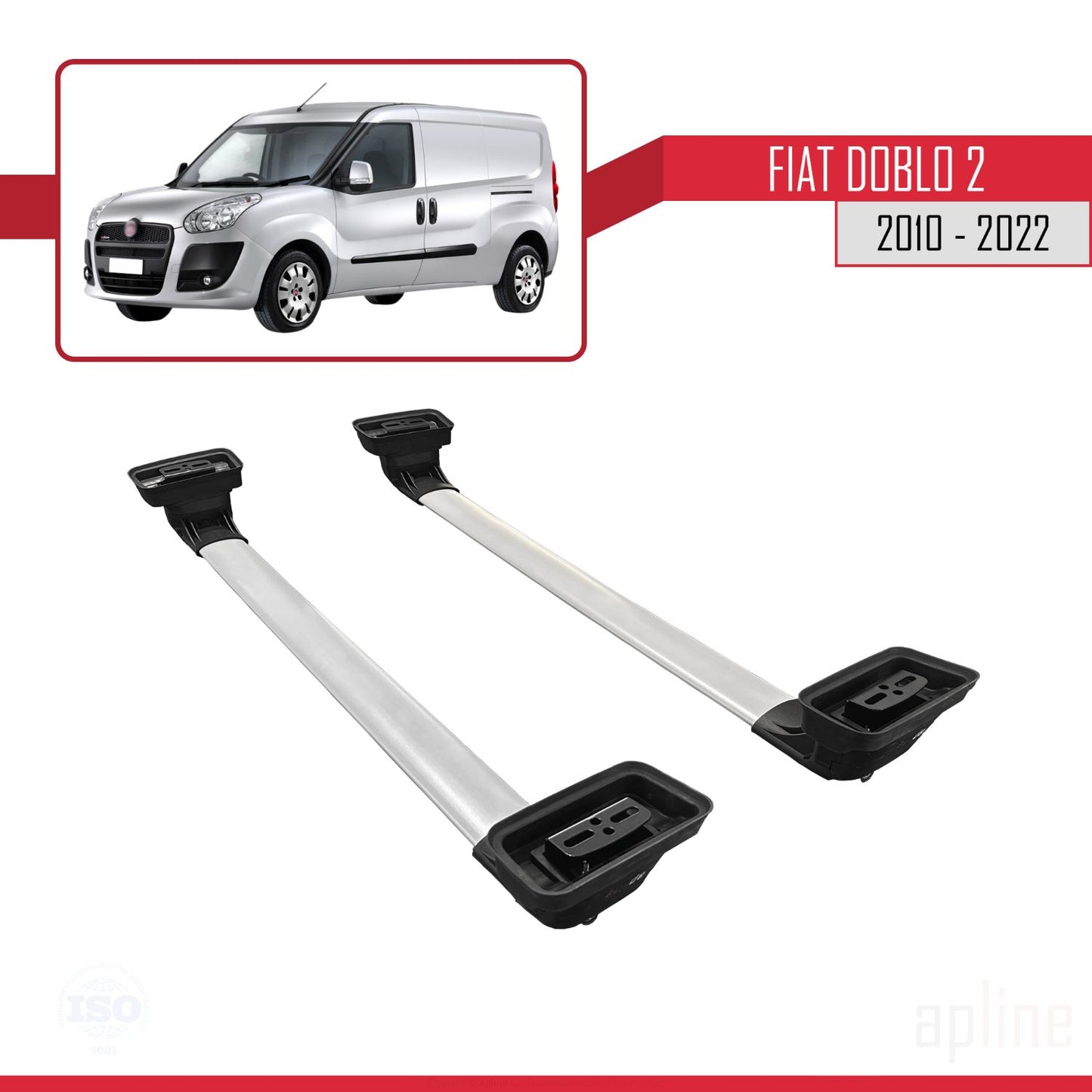 Compatibile con Fiat Doblo 2 2010-2022 ACE-3 Barre Portatutto Portapacchi Auto Alluminio Grigio 2 Barre