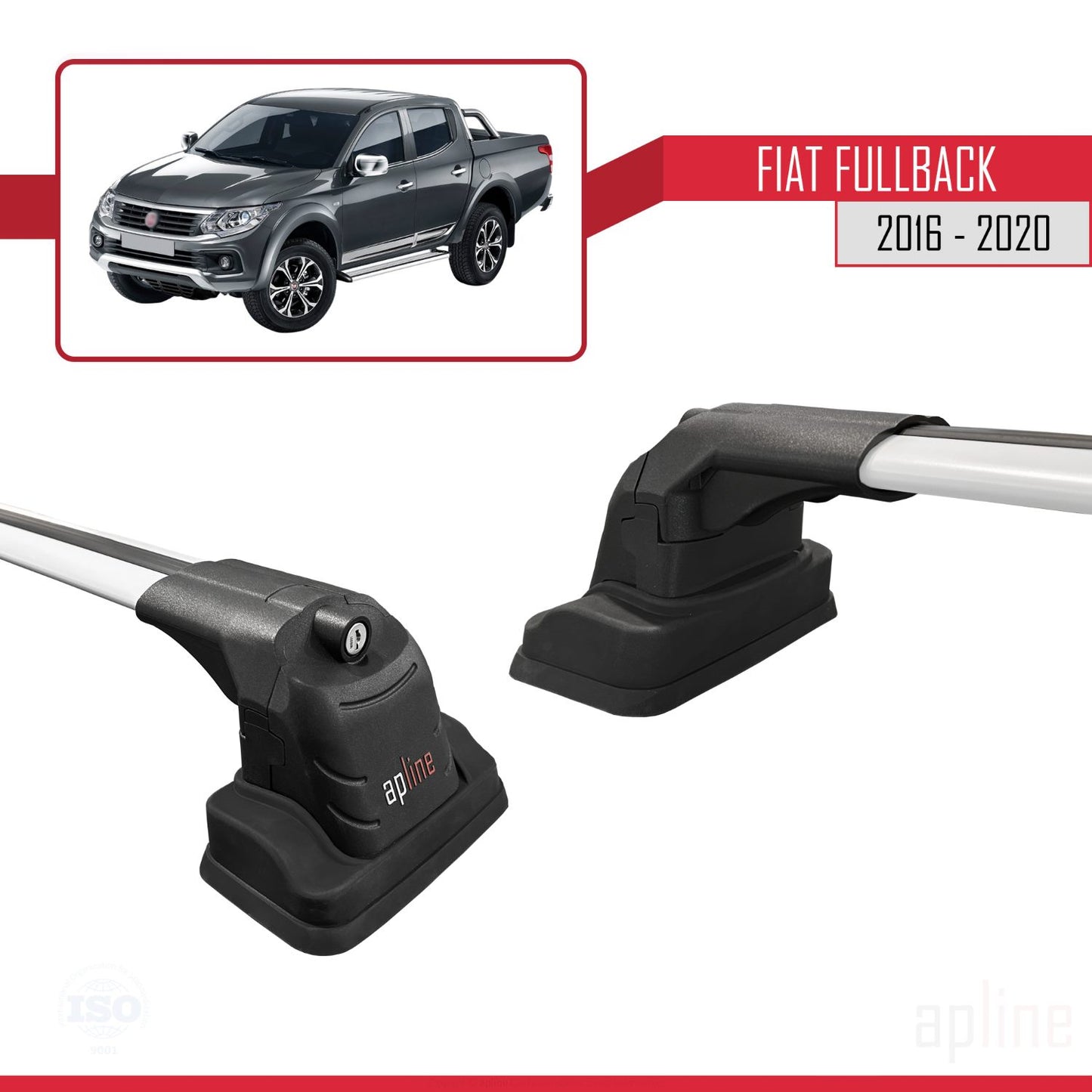 Compatibile con Fiat Fullback 2016-2020 ACE-3 Barre Portatutto Portapacchi Auto Alluminio Grigio 2 Barre