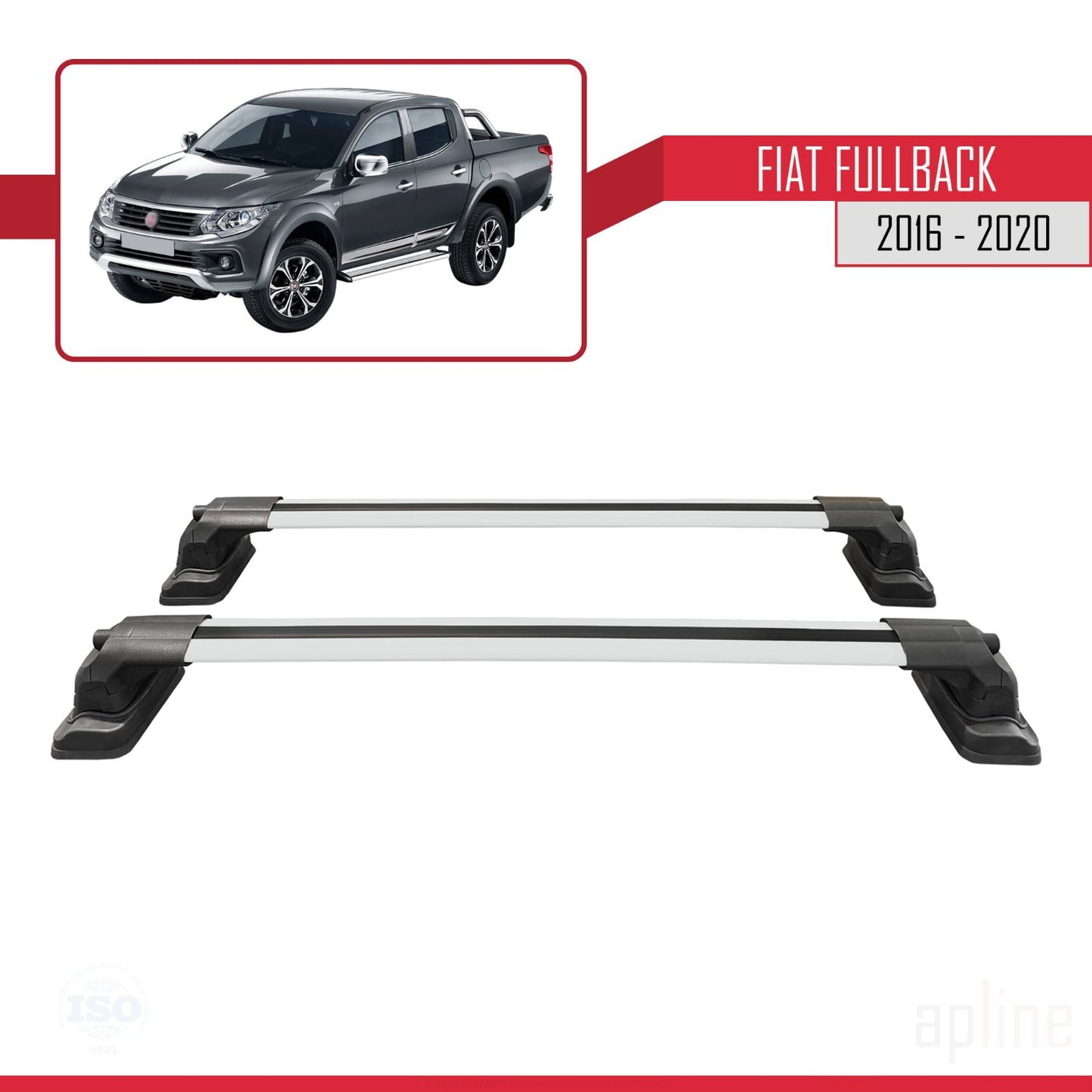 Compatibile con Fiat Fullback 2016-2020 ACE-3 Barre Portatutto Portapacchi Auto Alluminio Grigio 2 Barre